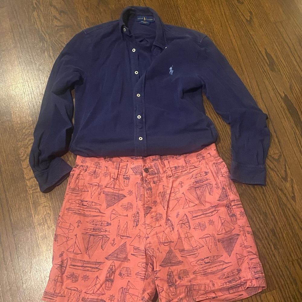 Vintage Nantucket red Ralph Lauren polo classic 6” shorts sailboats